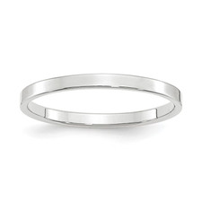 14K White Gold - 2mm - Flat High Polished Stacking Band