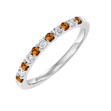 10K White Gold - 0.20ct/0.20ct - Round Diamond & Citrine Alternating Band