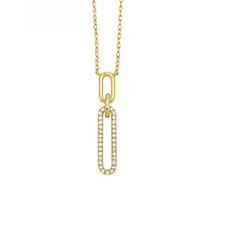 10K Yellow Gold Diamond Paperclip Link Pendant 0.10ct