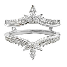 14K White Gold - 0.50ct - Round & Marquise Diamond V Style Enhancer Jacket