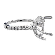14K White Gold - 0.31ct - Round Diamond Cathedral Oval Hidden Halo Eng Ring Setting