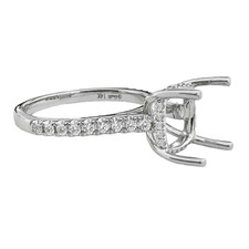 14K White Gold - 0.31ct - Round Diamond Cathedral Cushion Hidden Halo Eng Ring Setting