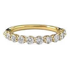 14K Yellow Gold - 0.75ct - Round Brilliant Cut Diamond Single Prong Diamond Band
