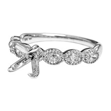 14K White Gold - 0.50ct -  Oval Cut Diamond Milgrain Bezel Set Engagement Ring Setting