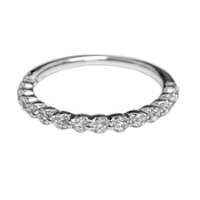 14K White Gold - 0.34ct - Round Brilliant Cut Diamond Single Prong Diamond Band