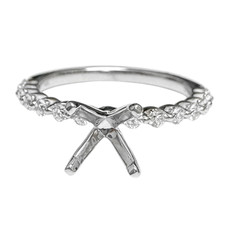 14K White Gold - 0.32ct - Round Brilliant Cut Diamond Single Prong Engagement Ring Setting