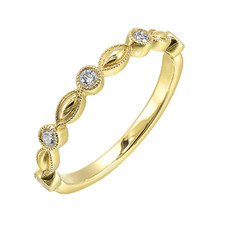 14K Yellow Gold - 0.14ct - Round Bezel Set Scalloped Diamond Band