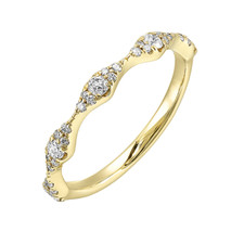 14K Yellow Gold - 0.33ct - Round Diamond Scalloped Design Diamond Band