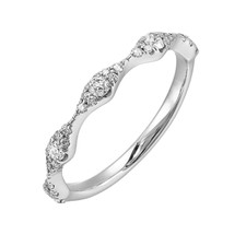 14K White Gold - 0.33ct - Round Diamond Scalloped Design Diamond Band