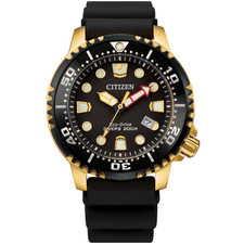 CITIZEN ECO DRIVE PROMASTER DIVE WATCH - GOLD CASE - 44MM - BLACK RUBBER BAND
