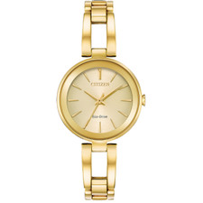Ladies Citizen Eco Drive AXIOM Watch, Gold Tone Style Champagne Dial