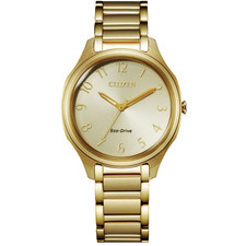 Ladies Citizen Eco Drive WEEKENDER Watch, Gold Tone Style Champagne Dial