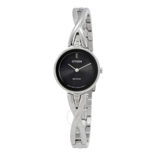 Ladies Citizen Eco Drive AXIOM Watch, Black Dial, Crystal Accents and Steel Woven Bracelet