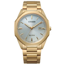 CITIZEN ECO DRIVE CORSO WATCH - GOLD TONE, SILVER DIAL, 41MM CASE