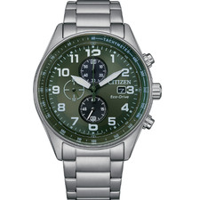 CITIZEN MENS STAINLESS - 43MM - GREEN DIAL - CHRONOGRAPH WATCH 