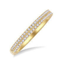 14K Yellow Gold - 0.20ct - Petite Double Row Diamond Prong Set Band