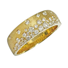 14K Yellow Gold - 0.44ct - Round Diamond Confetti Set - 5.7mm Wide Satin Finished Band
