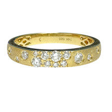 14K Yellow Gold - 0.28ct - Round Diamond Confetti Set - 3mm Wide Satin Finished Band