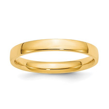 14K Yellow Gold - 3mm Wide High Polished Dome Wedding Band 
