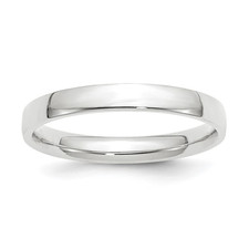 14K White Gold - 3mm Wide High Polished Dome Wedding Band 