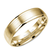 14K Yellow Gold - 5mm - Gents Satin Center, Raised Polished Edges - Wedding Band