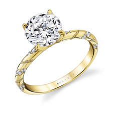 14K Yellow Gold - 0.18ct - Sylvie Twisted Design Tulip Head Diamond Engagement Ring Setting