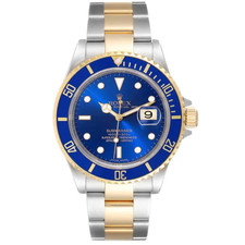 ROLEX SUBMARINER 40MM - TWO TONE OYSTER BRACELET AND BLUE DIAL/BEZEL - 16613T