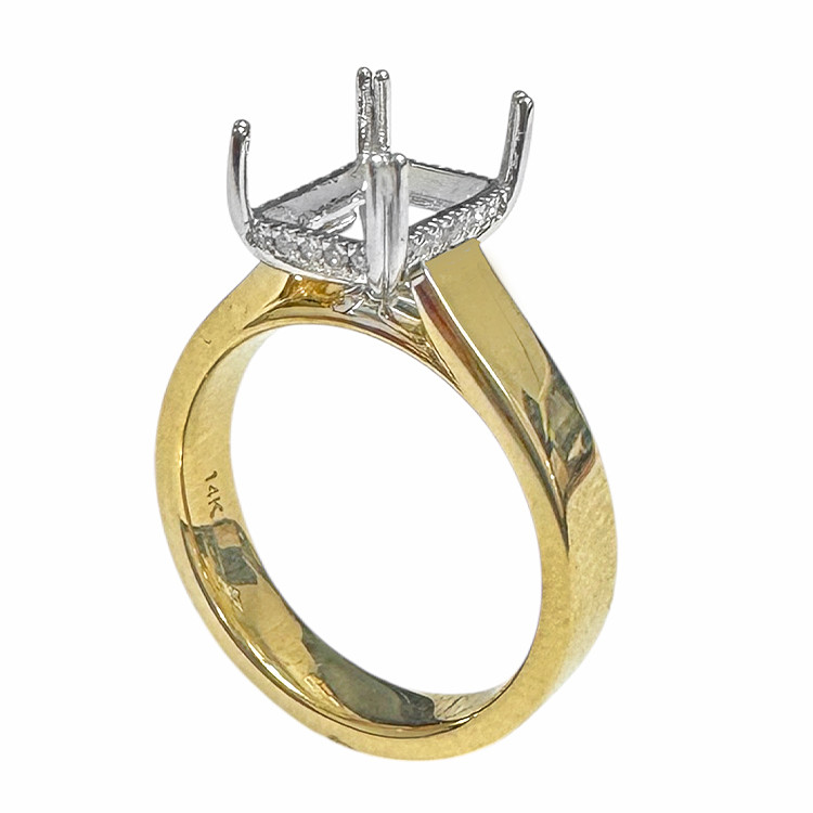 14K Yellow Gold - EWJ Custom - Flat Cathedral Hidden Halo