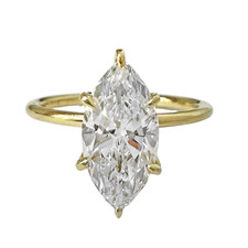 14K Yellow Gold - 2.43ct Lab Marquise Sylvie Diamond Tulip Solitaire Engagement Ring
