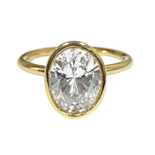 14K Yellow Gold - EWJ - Cathedral Style Oval Cut Bezel Set Engagement Ring Setting