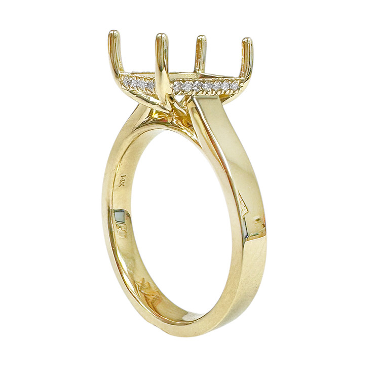 14K Yellow Gold - EWJ Custom - 3MM Flat Cathedral Hidden Halo