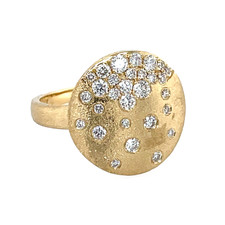 14K Yellow Gold - 0.49ct - Round Diamond Confetti Set Satin Finished Fashion Ring
