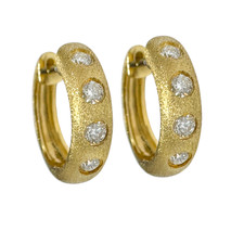 14K Yellow Gold - 0.27ct - Round Diamond Confetti Set Huggy Hoop Earrings