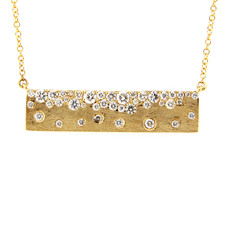 14K Yellow Gold - 0.59ct - Round Diamond Confetti Set Bar Necklace