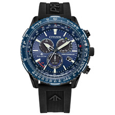 CITIZEN ECO DRIVE - 46MM BLUE DIAL PROMASTER AIR AT- RADIO CONTROLLED WATCH - BLACK SILICON