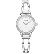 LADIES CITIZEN QUARTZ WATCH - STAINLESS STEEL - CRYSTAL BEZEL - 24MM