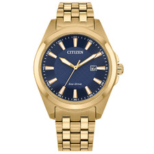 CITIZEN ECO DRIVE WATCH - 41MM - GOLD TONE CASE/ BLUE DIAL