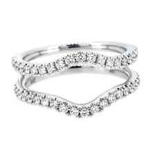 14K White Gold - 0.85ct -  Round Diamond Shared Prong Diamond Wrap Insert Band