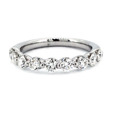 14K White Gold - 0.50ct - Round Brilliant Cut Diamond Single Prong Diamond Band