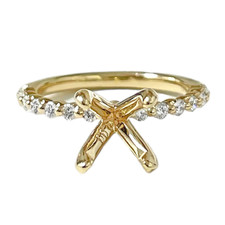 14K Yellow Gold - 0.34ct - Round Brilliant Cut Diamond Single Prong Engagement Ring Setting