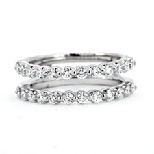 14K White Gold - 0.55ct - Round Diamond Single Prong Jacket Wrap Wedding Band