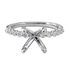 14K White Gold - 0.50ct - Round Brilliant Cut Diamond Single Prong Engagement Ring Setting