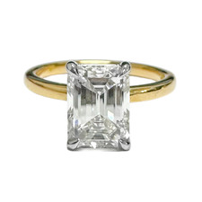 18K Yellow Gold & Platinum Head - EWJ Custom - 1.79ct - Emerald Cut Diamond Solitaire Engagement Ring 