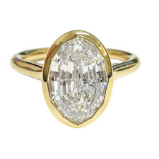 14K Yellow Gold - 2.00ct - Antique Step Cut Oval Cut Diamond Bezel Set Engagement Ring 