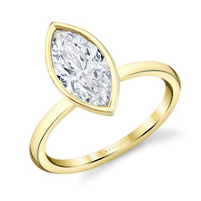 14K Yellow Gold - Sylvie - 1.54ct - Lab Marquise Diamond Bezel Set Solitaire Engagement Ring