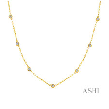 14K Yellow Gold - 0.50ct - Round Diamond Bezel Set Stationed Necklace