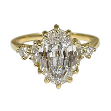 14K Yellow Gold - 2.00ct - Lab Step Cut Oval Cut Diamond Fancy Cut Five Stone Engagement Ring (0.22ct)