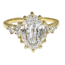 14K Yellow Gold - 2.00ct - Lab Step Cut Oval Cut Diamond Fancy Cut Five Stone Engagement Ring (0.22ct)