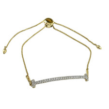 14K Yellow Gold - Curved Diamond Bar Bolo Style Adjustable Bracelet (0.40ct)