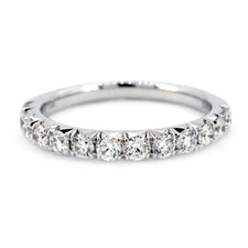 14K White Gold - 0.65ct-  Premium Round Diamond Shared Fishtail Style Prong Wedding Band